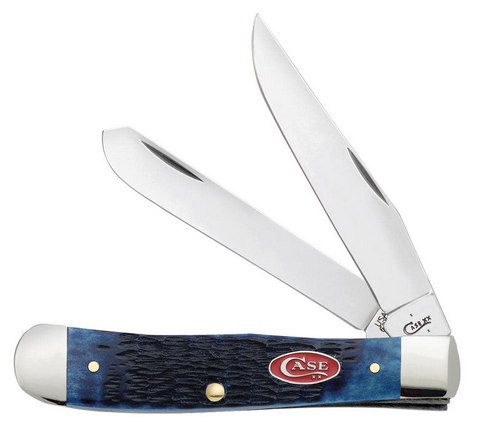 Case Trapper Slipjoint Folding Knife, Stainless, Rogers Jig Navy Blue Bone, 07051