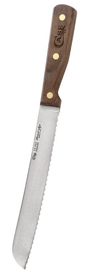 Case Bread Slicer Kitchen Knife, Stianless 8", Walnut Handle, 07318