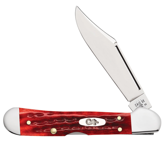 Case Mini CopperLock Lockback Folding Knife, Stainless, Jigged Old Red Bone, 10307