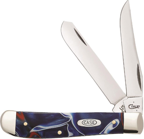 Case Smooth Mini Trapper Slipjoint Folding Knife, Stainless, Patriotic Kirinite handle, 11209