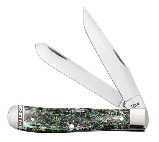 Case Trapper Slipjoint Folding Knife, Stainless, Abalone Handle, 12000