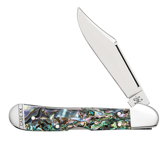 Case Mini CopperLock Lockback Folding Knife, Stainless, Albalone Handle, 12020