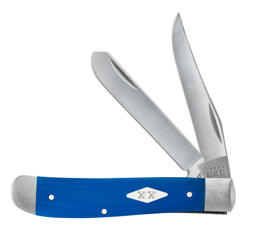 Case Mini Trapper Slipjoint Folding Knife, Stainless, G10 Blue, 16751