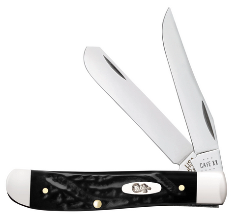 Case Mini Trapper Slipjoint Folding Knife, Stainless, Synthetic Jigged Black, 18237