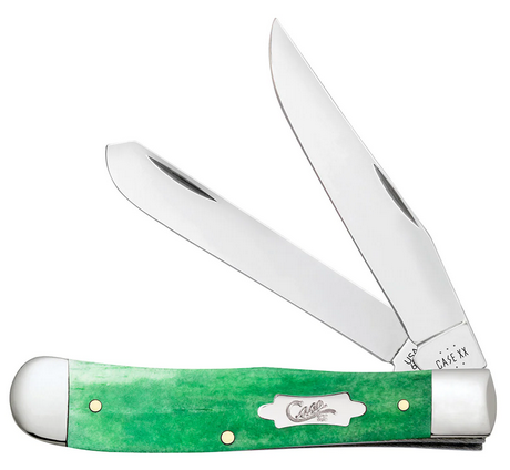 Case Trapper Slipjoint Folding Knife, Stainless, Bone Emerald Green, 19940