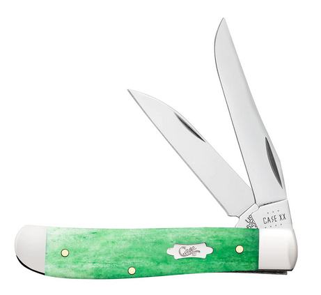 Case Mini Trapper Slipjoint Folding Knife, Stainless, Bone Emerald Green, 19944