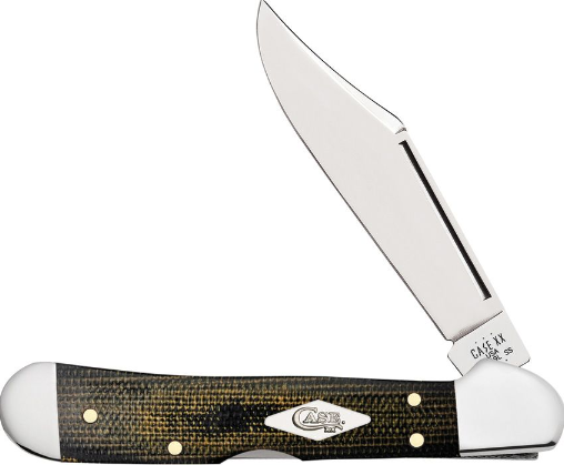 Case Smooth Mini CopperLock Folding Knife, Stainless, Micarta Black/Green/Natural, 23475