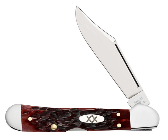 Case Mini CopperLock Backlock Folding Knife, Stainless, Peach Seed Jig Mahogany Bone, 25134