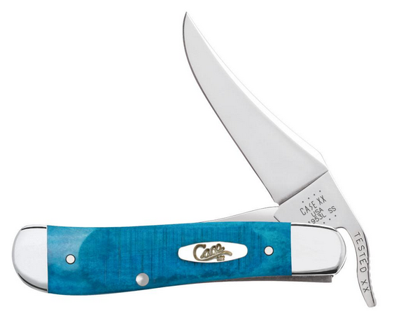 Case RussLock Slipjoint Folding Knife, Stainless, Jig Caribbean Blue Bone, 25589