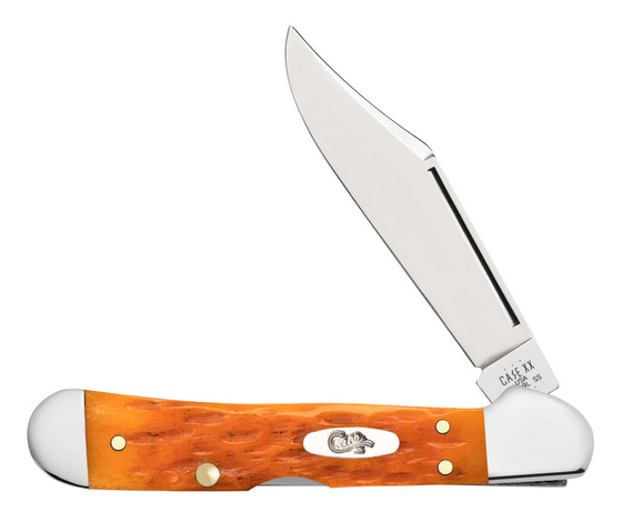 Case Mini CopperLock Slipjoint Folding Knife, Stainless, Peach Seed Jig Persimmon Orange Bone, 26563