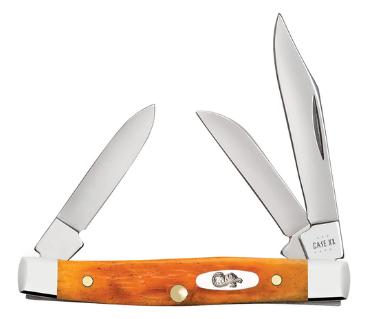 Case Small Stockman Slipjoint Folding Knife, Stainless, Peach Seed Jig Persimmon Orange Bone, 26565