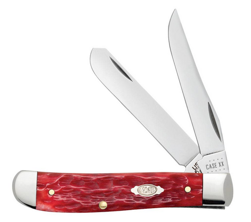 Case Mini Trapper Slipjoint Folding Knife, Stainless, Peach Seed Jig Dark Red Bone, 31952