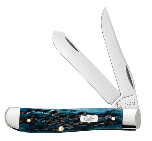 Case Mini Trapper Slipjoint Folding Knife, Stainless, Mediterranean Blue Bone, 51852