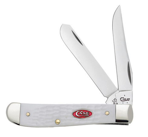 Case Mini Trapper Slipjoint Folding Knife, Stainless, Synthetic White, 60186