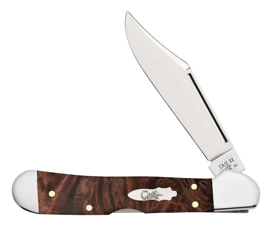 Case Mini CopperLock Folding Knife, Stainless, Maple Burl Wood, 64067