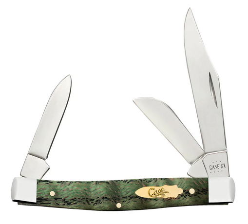 Case Mediunm Stockman Slipjoint Folding Knife, Stainless, Green Curly Oak, 64075