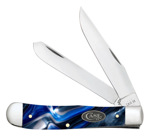 Case Trapper Slipjoint Folding Knife, Stainless, Ocean Blue Kirinite, 70560