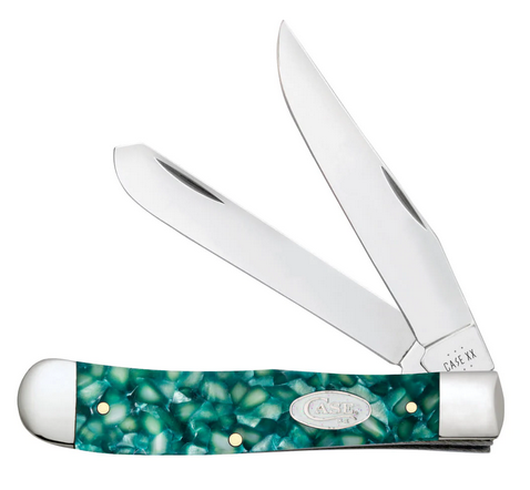 Case Trapper Slipjoint Folding Knife, Stainless, Green Kirinite, 71380