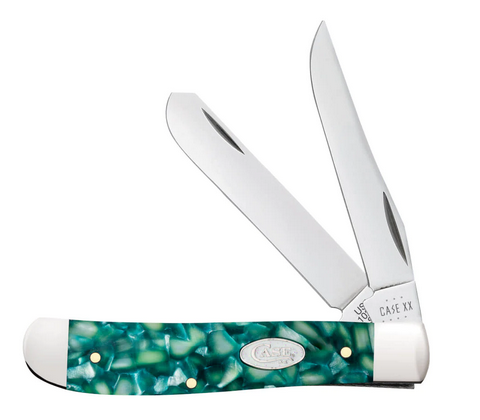 Case Mini Trapper Slipjoint Folding Knife, Stainless, Green Kirinite, 71381