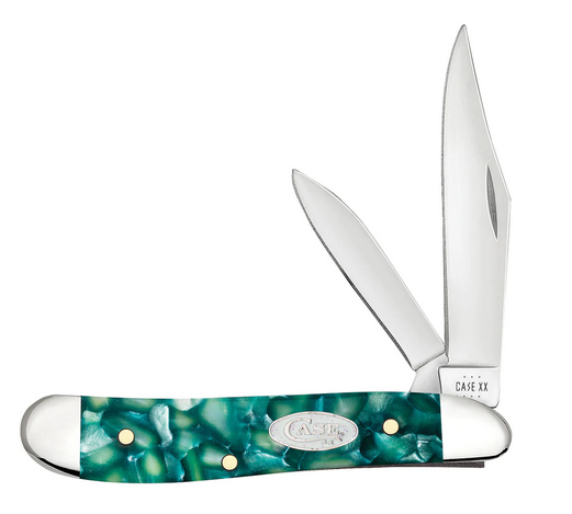 Case Peanut Slipjoint Folding Knife, Stainless, Green Kirinite, 71384