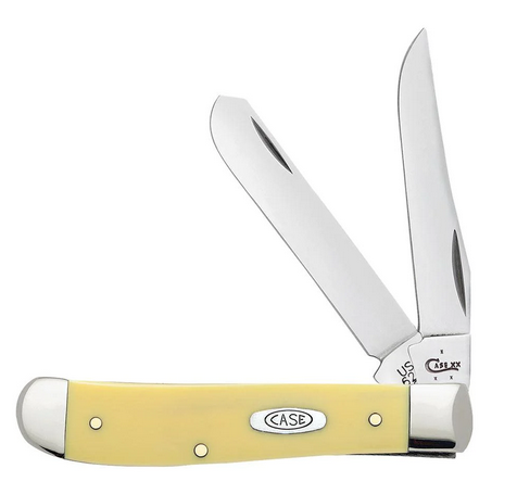 Case Mini Trapper Slipjoint Folding Knife, Stainless, Synthetic Yellow, 80029