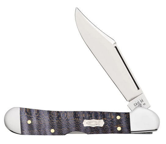 Case Mini CopperLock Folding Knife, Stainless, Purple Curly Maple, 80545