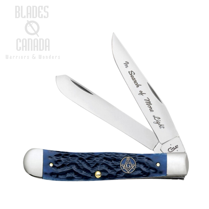Case Trapper Slipjoint Folding Knife, Stainless, Jig Blue Bone, 01058