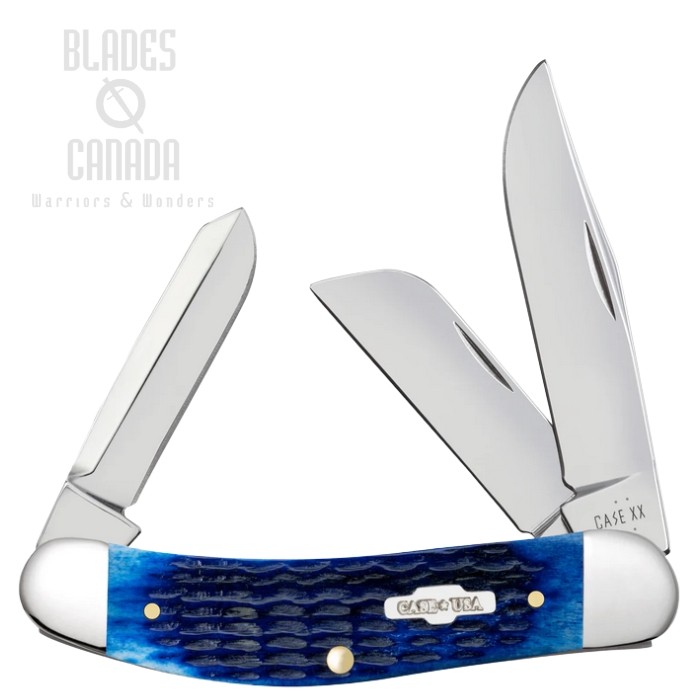 Case Rogers Corn Cob Jig Slipjoint Folding Knife, Tru-Sharp Stainless, Bone Blue, 02795