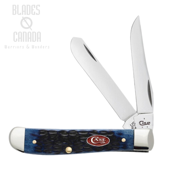 Case Mini Trapper Slipjoint Folding Knife, Stainless, Rogers Jig Navy Blue Bone, 07321
