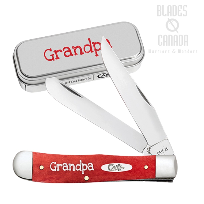 (image for) Case Trapper Grandpa Slipjoint Folding Knife, Tru-Sharp Stainless, Red Bone Smooth, 10433