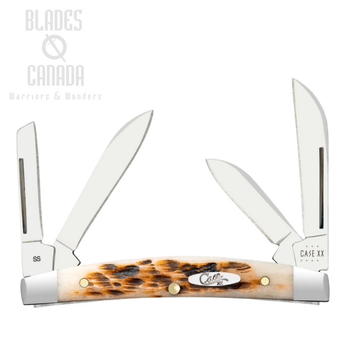 Case Small Congress Slipjoint Folding Knife, Stainless Steel, Bone Amber Peach Seed Jig, 10723