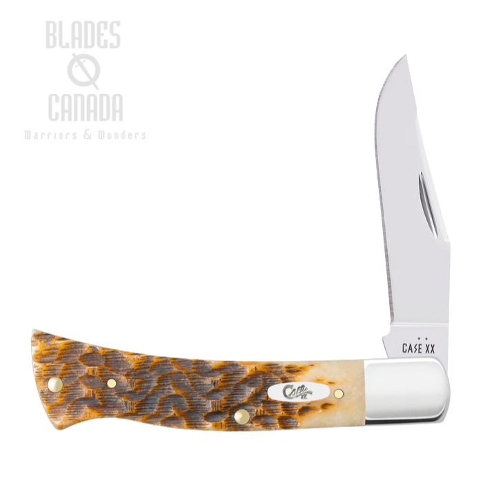 (image for) Case Peach Seed Axe Handle Slipjoint Folding Knife, Tru-Sharp Stainless, Bone Amber Jigged, 10799