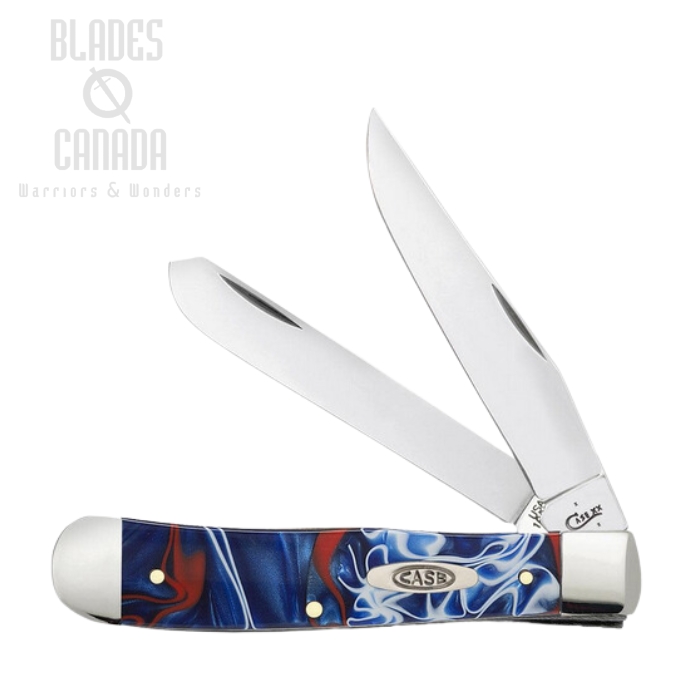 Case Trapper Slipjoint Folding Knife, Stainless, Patriotic Kirinite, 11200