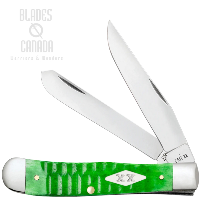 (image for) Case Trapper Gator Slipjoint Folding Knife, Tru-Sharp Stainless, Bone Bright Green, 11440