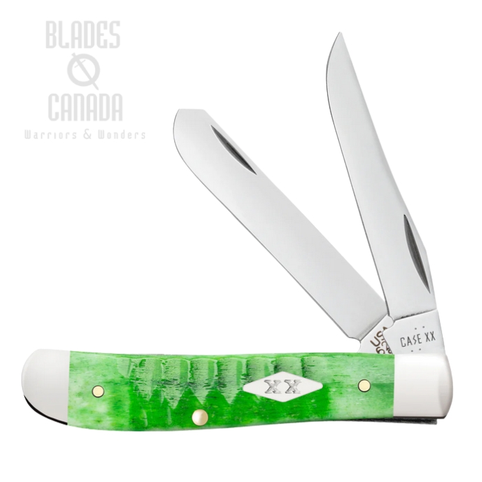 (image for) Case Gator Mini Trapper Slipjoint Folding Knife, Tru-Sharp Stainless, Bone Bright Green, 11441