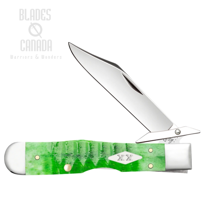 (image for) Case Gator Cheetah Cub Back Lock Folding Knife, Tru-Sharp Stainless, Bone Bright Green, 11445