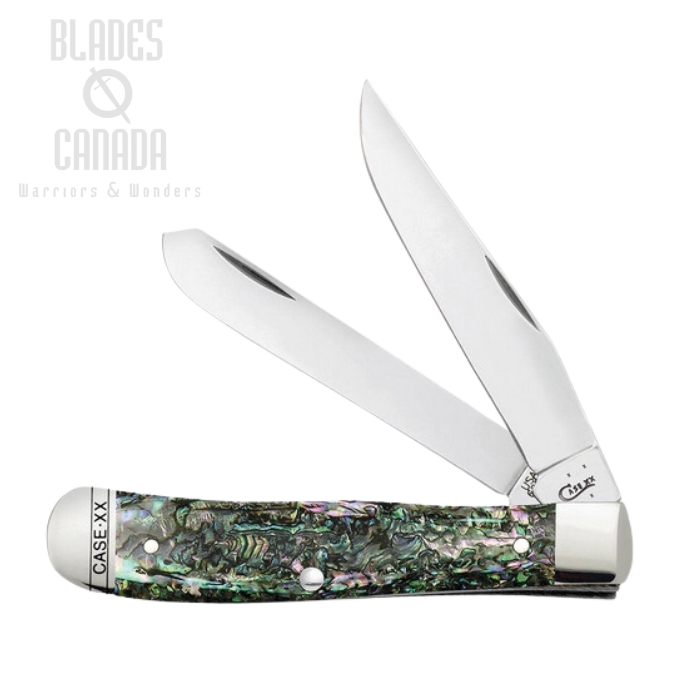 Case Trapper Slipjoint Folding Knife, Stainless, Abalone Handle, 12000