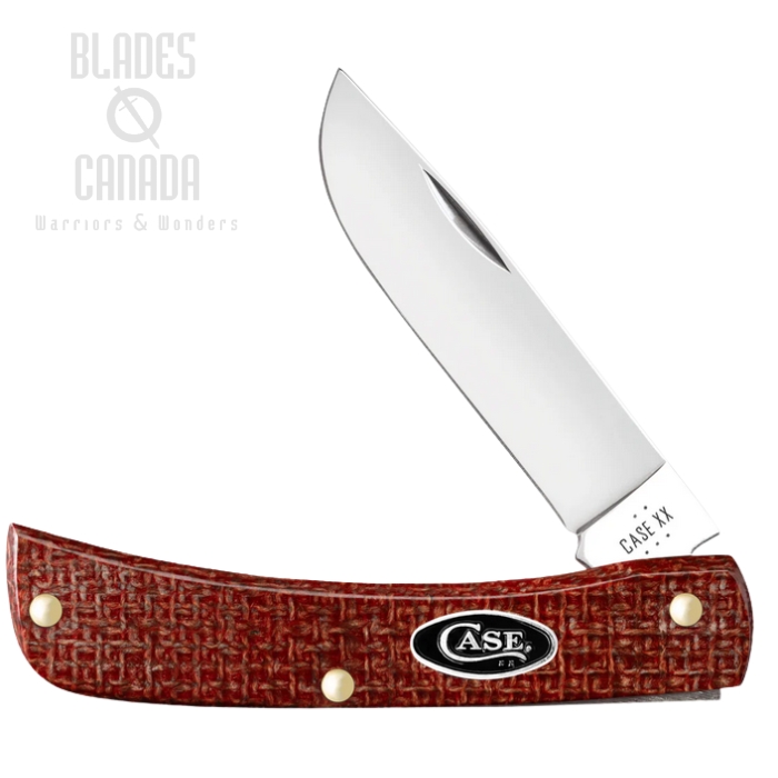Case Smooth Sod Buster Jr Slipjoint Folding Knife, Carbon Steel, Micarta Dark Red Burlap, 12273