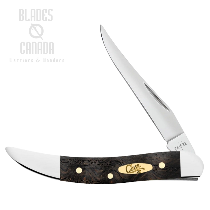 Case Small Texas Toothpick Slipjoint Folding Knife, Tru-Sharp Stainless, Wood Black Curly Oak, 14009