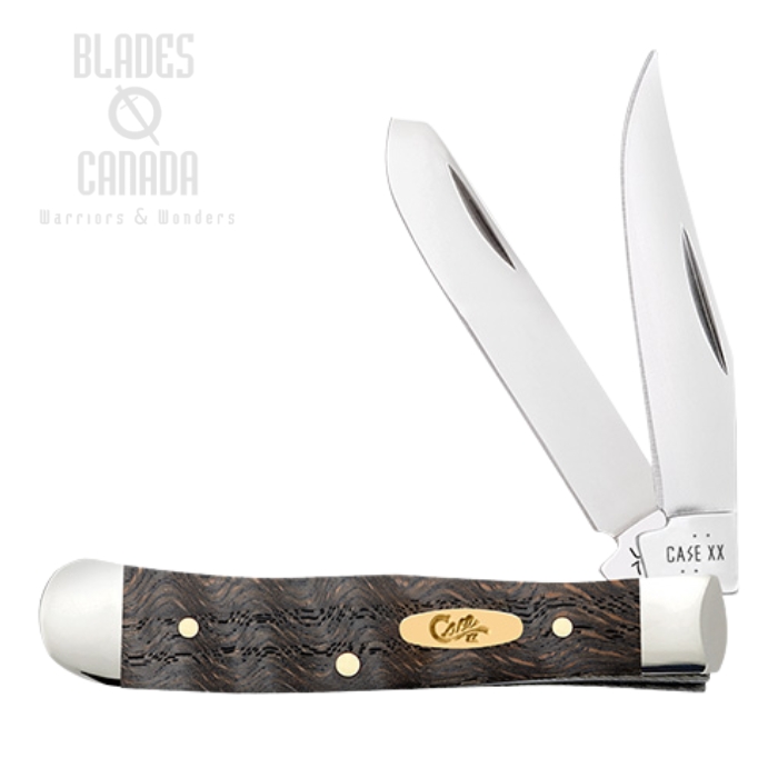(image for) Case Tiny Trapper Slipjoint Folding Knife, Tru-Sharp Stainless, Wood Black Curly Oak, 14012
