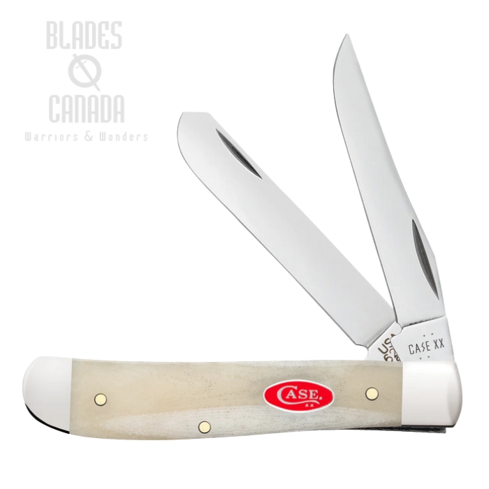 (image for) Case Mini Trapper Slipjoint Folding Knife, Tru-Sharp Stainless, Bone Natural Smooth, 14021
