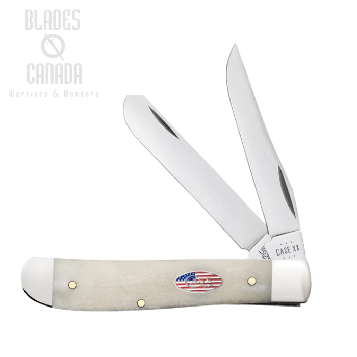 Case Mini Trapper Slipjoint Folding Knife, Carbon, Smooth Natural Bone, 14091