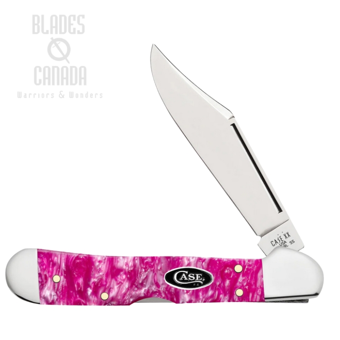(image for) Case Mini Copperlock Back Lock Folding Knife, Tru-Sharp Stainless, Kirinite Pink Crackle, 16162