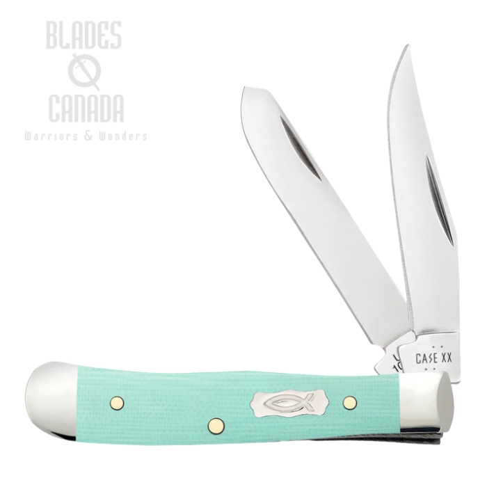 (image for) Case Tiny Trapper Slipjoint Folding Knife, Tru-Sharp Stainless, G10 Seafoam Green, 18110