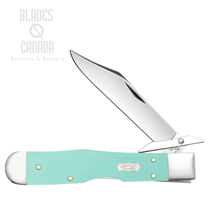 (image for) Case Cheetah Cub Back Lock Folding Knife, Tru-Sharp Stainless, G10 Seafoam Green, 18112