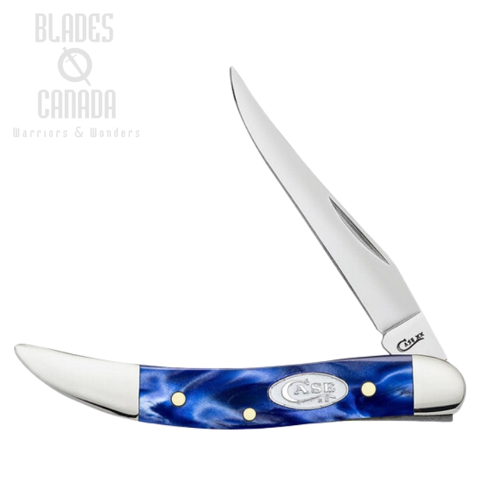 Case Small Texas Toothpick Slipjoint Folding Knife, Stainless Steel, Blue Pearl Kirinite, 23437