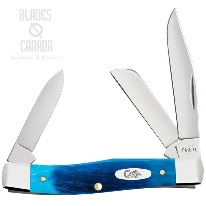 (image for) Case Medium Stockman Slipjoint Folding Knife, Tru-Sharp Stainless, Bone Caribbean Blue, 25579