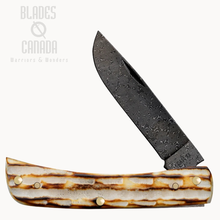 Case Deep Canyon Jig Sod Buster Jr Slipjoint Folding Knife, Damascus Dam-Bowl, Jigged Bone Burnt Natural, 27235 (image for) Case Deep Canyon Jig Sod Buster Jr Slipjoint Folding Knife, Damascus Dam-Bowl, Jigged Bone Burnt Natural, 27235