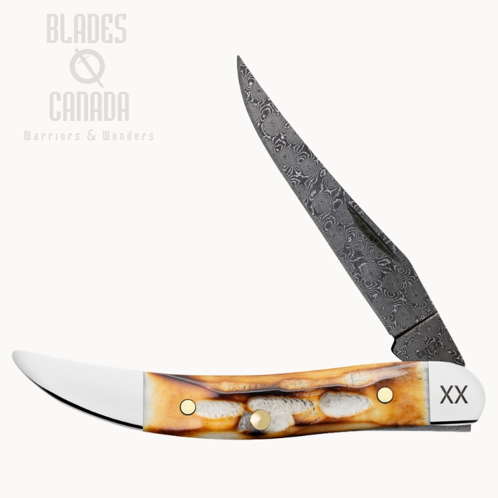 Case Deep Canyon Jig Small Texas Toothpick Slipjoint Folding Knife, Damascus Dam-Bowl, Jigged Bone Burnt Natural, 27236 (image for) Case Deep Canyon Jig Small Texas Toothpick Slipjoint Folding Knife, Damascus Dam-Bowl, Jigged Bone Burnt Natural, 27236