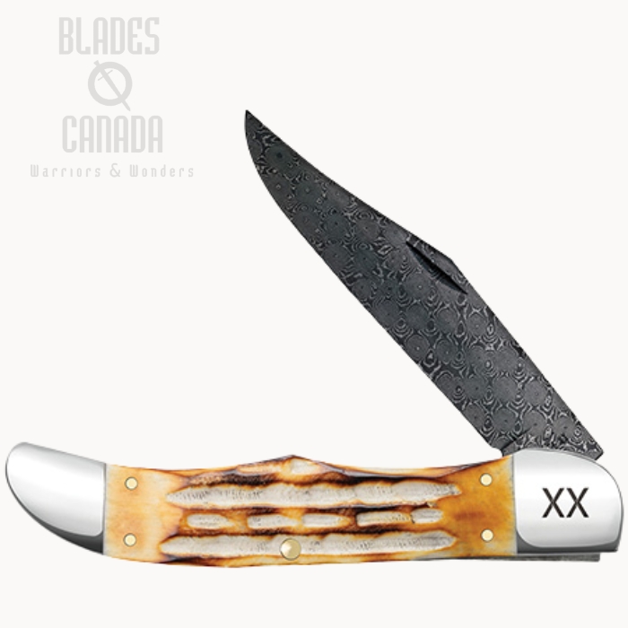 Case Deep Canyon Jig Folding Hunter Slipjoint Knife, Damascus Dam-Bowl, Jigged Bone Burnt Natural, 27237 (image for) Case Deep Canyon Jig Folding Hunter Slipjoint Knife, Damascus Dam-Bowl, Jigged Bone Burnt Natural, 27237